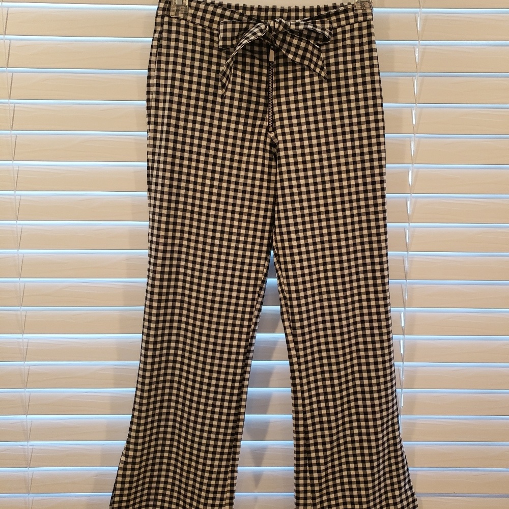 NWT Zara gingham black and white pants XS